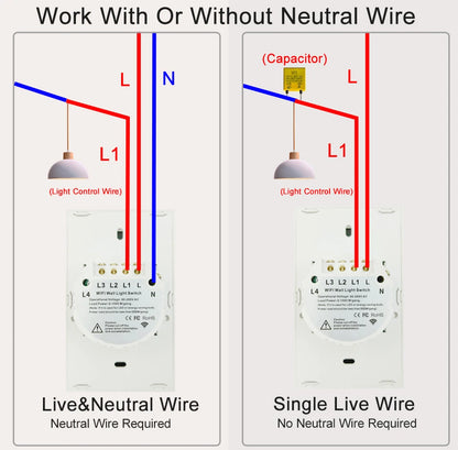 Tuya WiFi Touch Wand Smart Switch 1/2/3 Gang Licht Schalter Ohne Neutral Linie Smart Leben APP Steuerung unterstützung Alexa Google Hause.