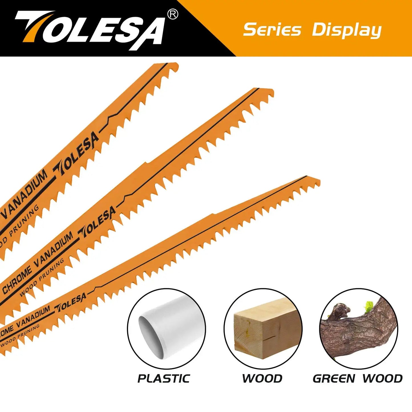 TOLESA 5PCS 5/6TPI Holz Beschneiden Säbelsägeblätter für Holz und PVC Rohr Schneiden CRV Sharp Ground Zähne Säbelsägeblätter