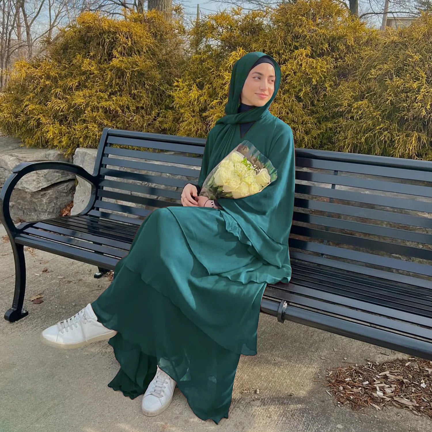 Eid Muslim Abaya for Women Chiffon 3 Layers Cake Party Cardigan Robe Jalabiya Dresses Ramadan Morocco Abayas Kaftan Vestidos.