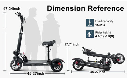 EMOKO HT-HVD-3 Electric Scooter 48v 15ah Battery Escooter Roller 48V 800W att Folding Electric Kick Scooter E-Scooter With Seat.