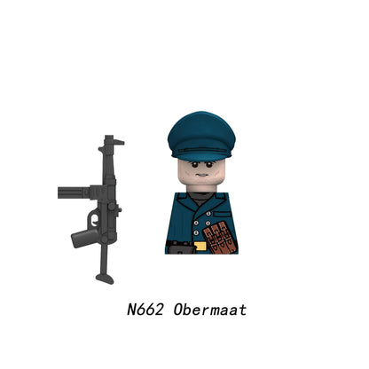 Military WWII Figure Building Blocks Accessories MP40 Rocket Launcher MG42 Officer Army Camouflage Soldier Pzf 98K Toy Gift N029