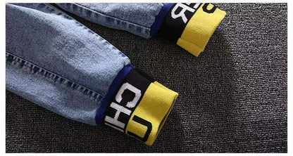 2024 Autumn Winter Boys Jean Set Jacket New Cowboy Jeans Suit Jacket Handsome Children Clothing