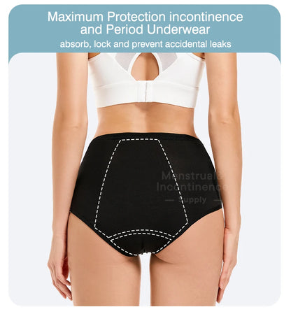 High Rise Women’s Incontinence Panties Multi-layer Leakproof Incontinence Underwear High Absorbency Reusable Eco-Frie.