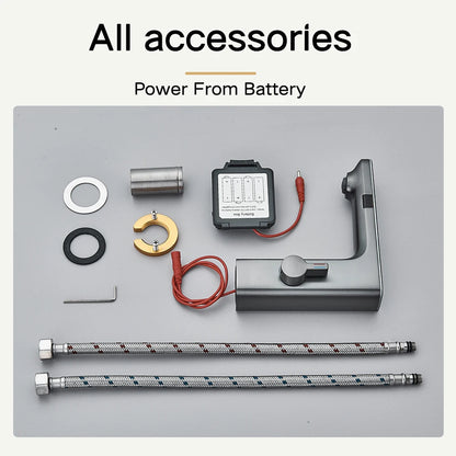 rozin Touchless Sensor Basin Faucet Smart Digital Display Bathroom Sink Faucets Grey Brass Sense Hot Cold Water Mixer Tap Crane