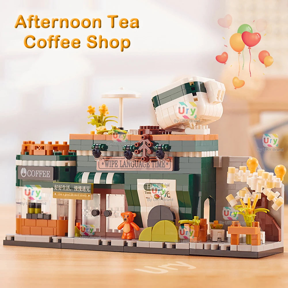 Friends House Street Diamond Bricks Girls Flower Store Coffee Shop View Designer DIY Building Block Toys for Kids Christmas Gift.