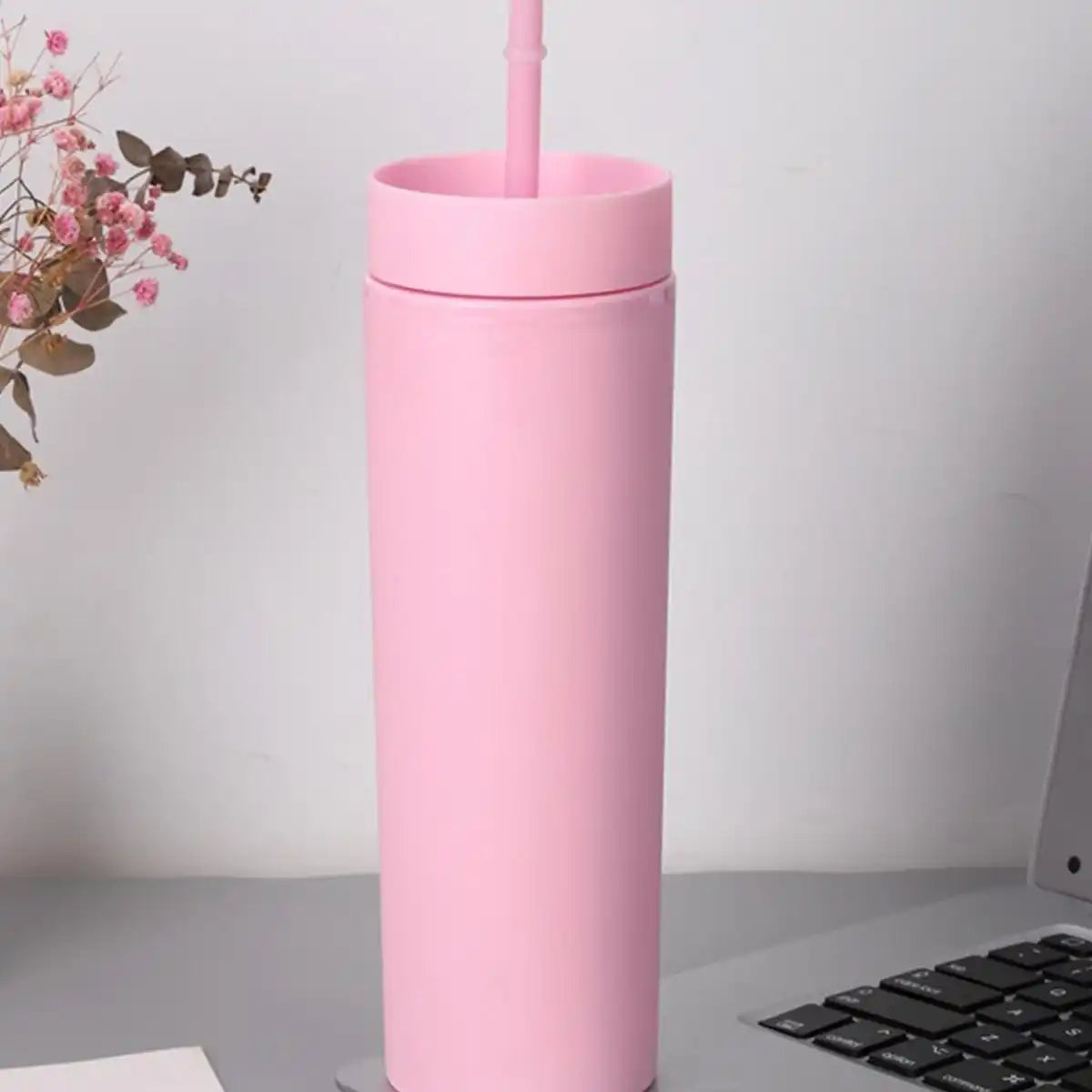 1PC- Tumbler Straws Cup With Lids Drinkware Fruit Juice Bottle Double Wall Plastic Cups Gift for Festival Party.