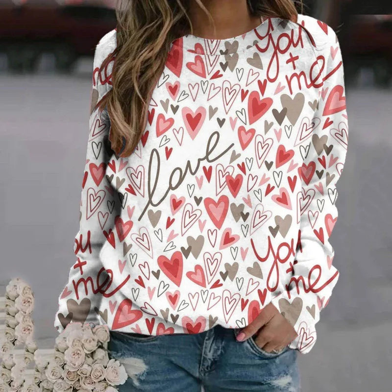 Love Heart Sweatshirts 3D Print Hoodie Women Fashion Streetwear Oversized O-Neck Hoodies Harajuku Woman Pullovers Woman Clothing.