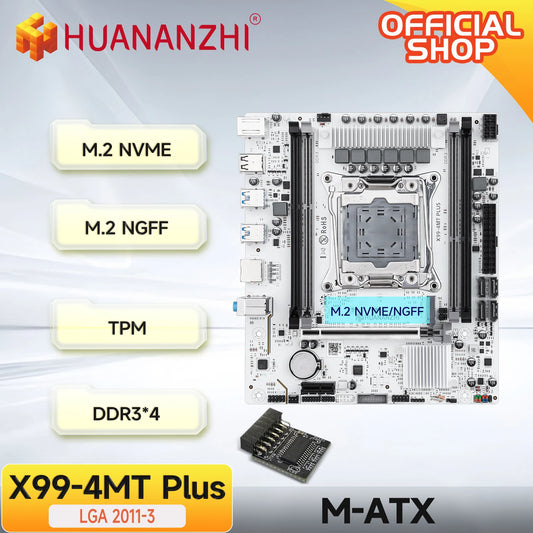 HUANANZHI X99 4MT plus LGA 2011-3 Xeon Motherboard - DDR3 Memory Support NVMe SATA for Gaming & Business Use with TPM2.0.
