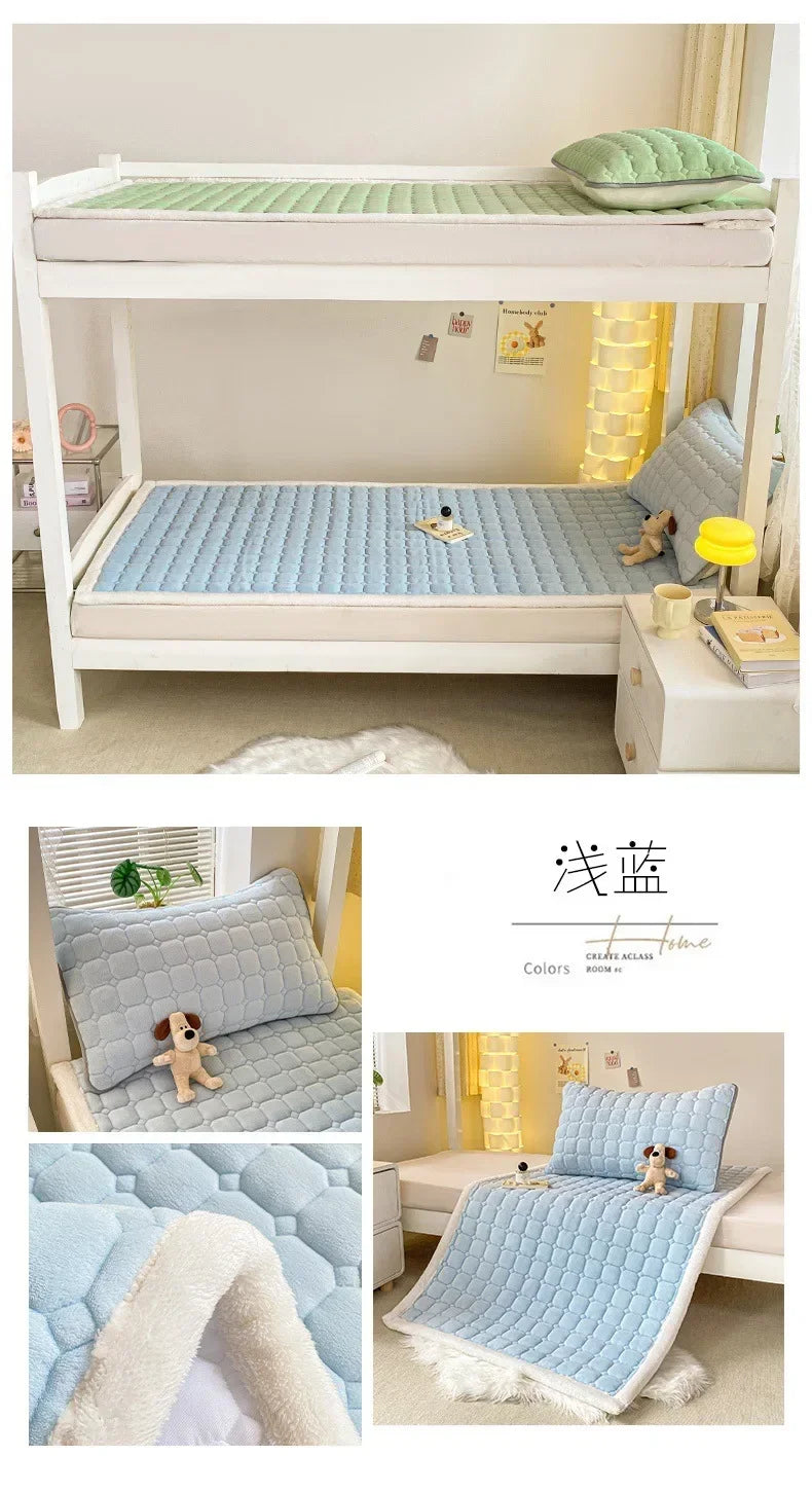 2024 Winter Milk Velvet Bedspread King Size Bed Cover Quilted Mattress Pad Washable Mattress Protector Bed Linen Queen Bedsheet.