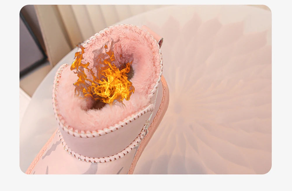 Winter Plush Boots For Children Thick Warm Faux Fur Snow Boots Soft-soled Anti-slippery Boy's Girl's Warm Boots Winter Shoes Kid.