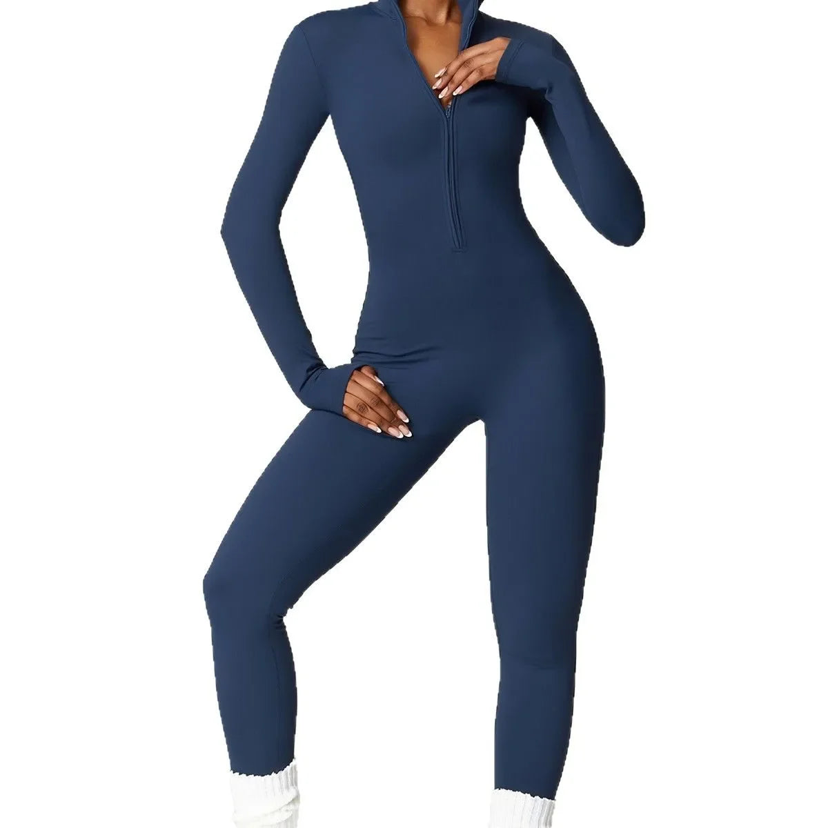 Spring Summer Thin Quick Dry One-Piece Aerial Yoga Suit Long Sleeve Fitness Sports Bodysuit Women Elastic No Mat.