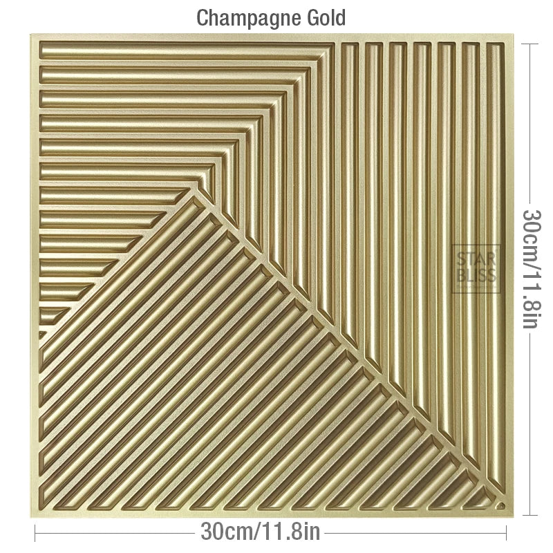 10pcs 3D Wall Panel 30x30cm Gold Mosaic Indoor Wall Decoration for Living Room Bedroom Hotel Office Esports game 3D Wall Sticker