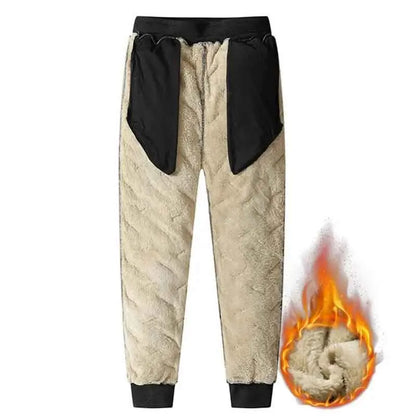 Men's Winter Sweatpants Plush Thick Fleece Lambswool Thermal Casual Waterproof Windproof Warm Cotton Trousers.