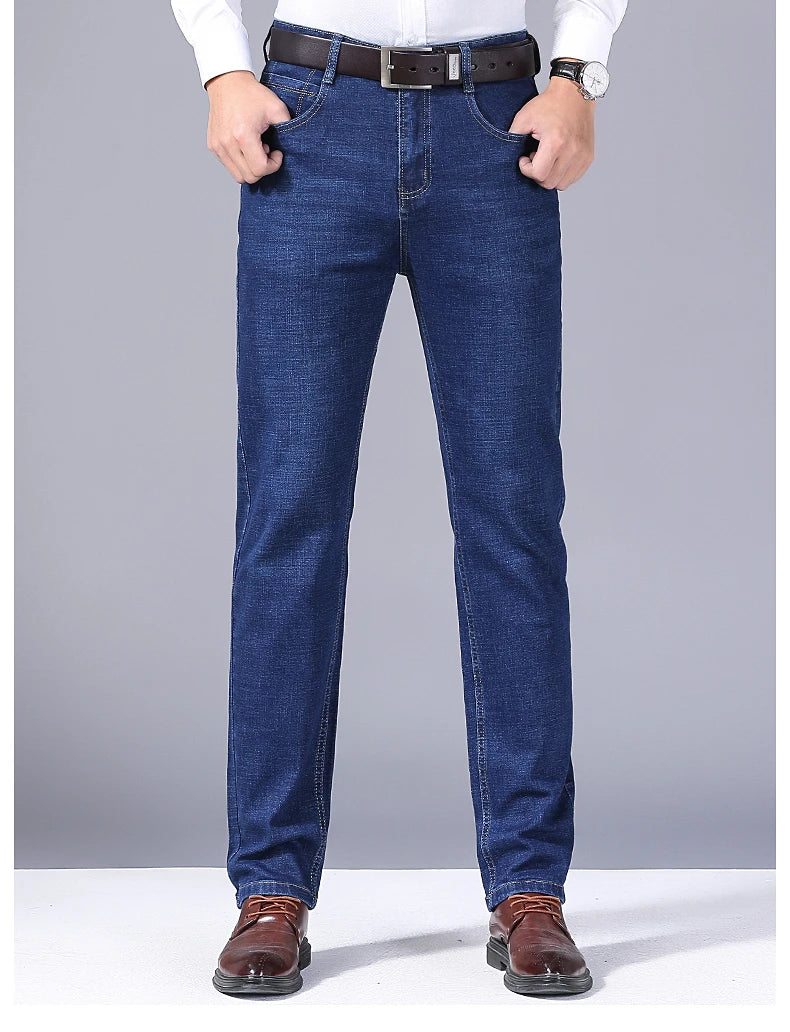 2025 frühling männer Jeans Hohe Qualität Klassischen Stil Business-Mode Schwarz Blau Slim-fit Denim Hosen Männliche Marke casual Hosen.