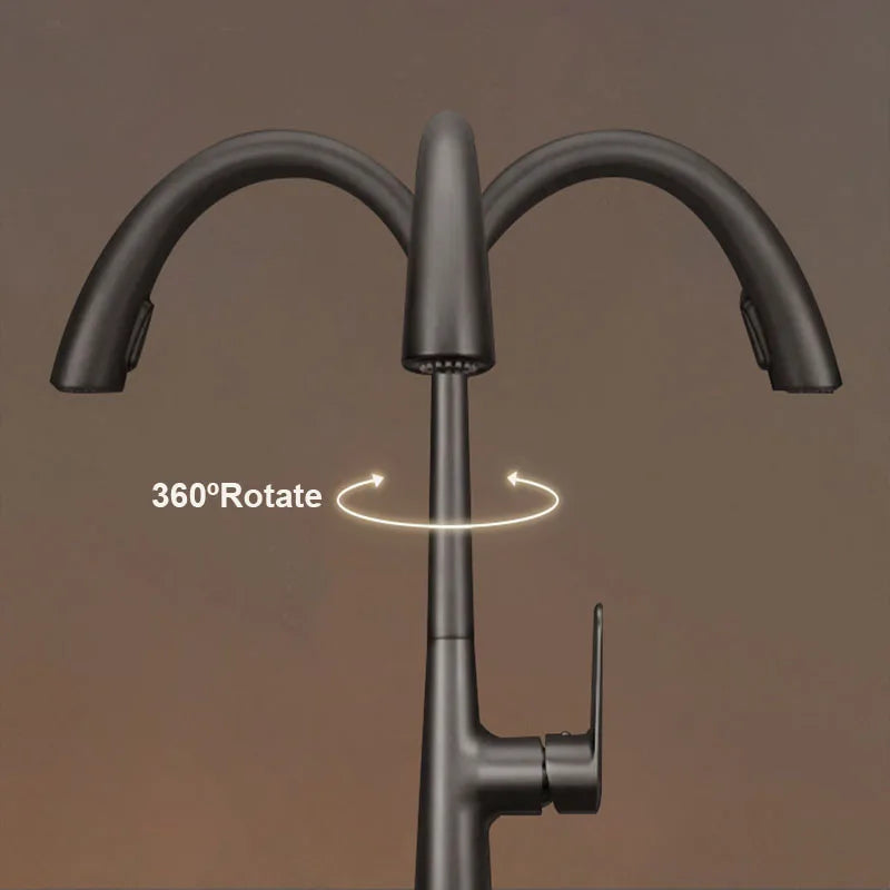 Pull Down Kitchen Faucet Hidden spray head Dual Modes Nozzle Hot Cold Water Mixer Crane Tap Brass Kitchen Sink Faucets