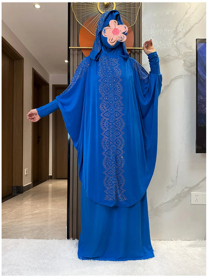 Two Piece Set Dress  Hijab Long Khimar Skirt Sets Islamic Niqab jilbab Women Eid Morocco Muslim Abaya Set Women Prayer Garment