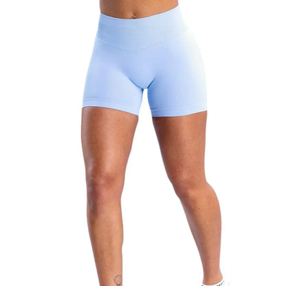 Summer High Waisted Yoga Shorts Women  Fashionable and Sexy Running Fitness Pants Solid Color High Elastic Yoga Leggings