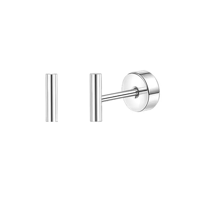 2PCS/Set Stainless Steel Heart Moon Earbone Stud Screw Ball Stud Earrings for Women Fashion Ear Tragus Cartilage Body Piercing.