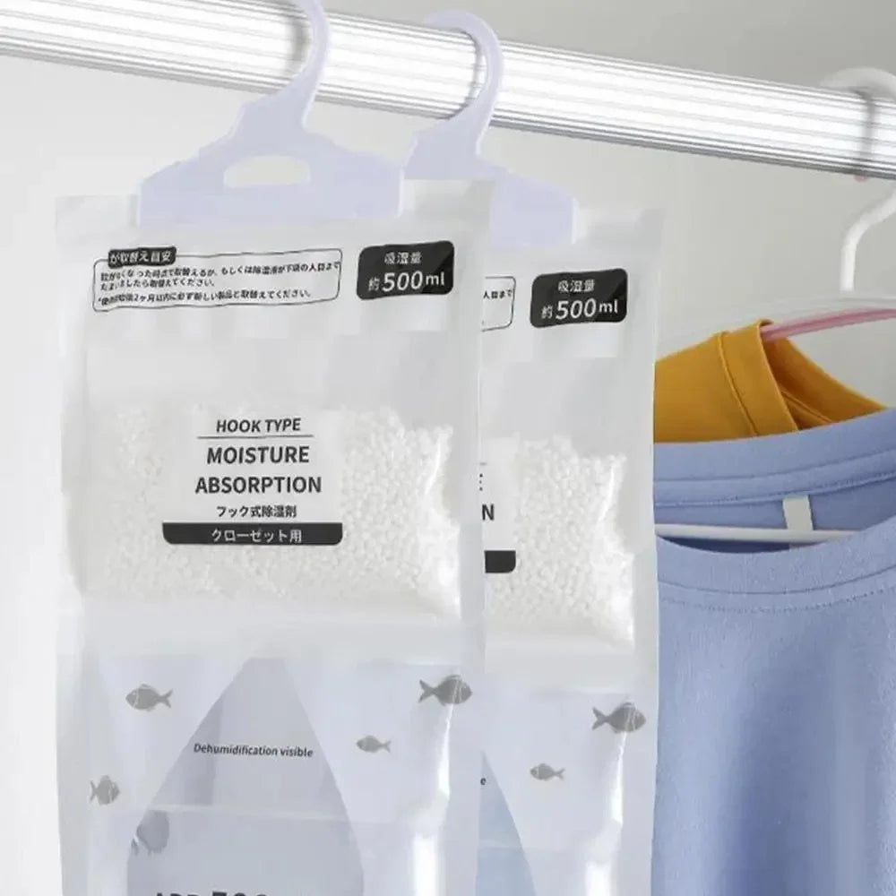 5/10Pcs Moisture Absorber Hanging Drying Clothes Dehumidifier Wardrobe Dehumidifier Dry Bag Desiccant Moisture Absorption Bag.