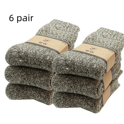 Winter Men's Merino Wool Socks Super Thick Warm High Quality Harajuku Retro Snow Casual Antifreeze Cashmere Socks Men 3 Pair