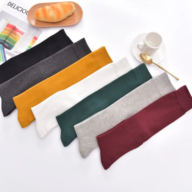 Cotton Spring Autumn Women Knee High Soild Color Socks Ladies Girl School Party Street Dancing Winter Knee Warm Sock For Women.