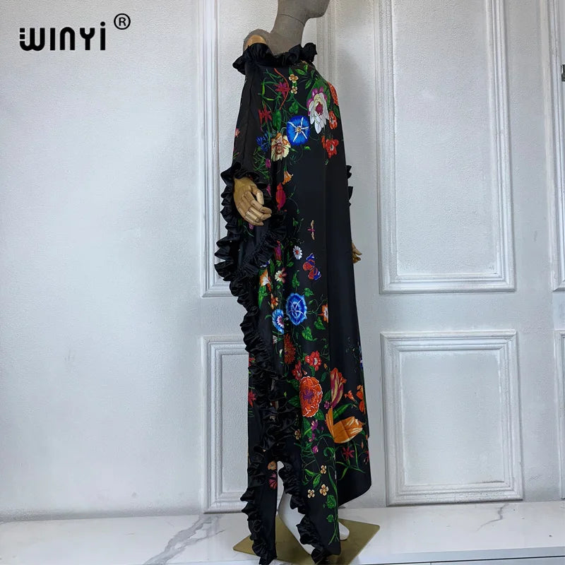 WINYI Middle East Print kaftan fashion african clothing beach outfits for women evening maxi dress muslim abaya dubai luxury.
