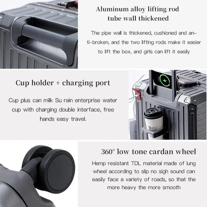 20-Handgepäck, Trolley mit Aluminiumrahmen, PC-Koffer, Reisekoffer mit breitem Griff.