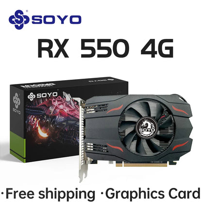 SOYO AMD Radeon RX550 4GB GPU GDDR5 14nm For Desktop PC Games Video RX560 Graphics Card 128bit  RX 550 Computer Components.