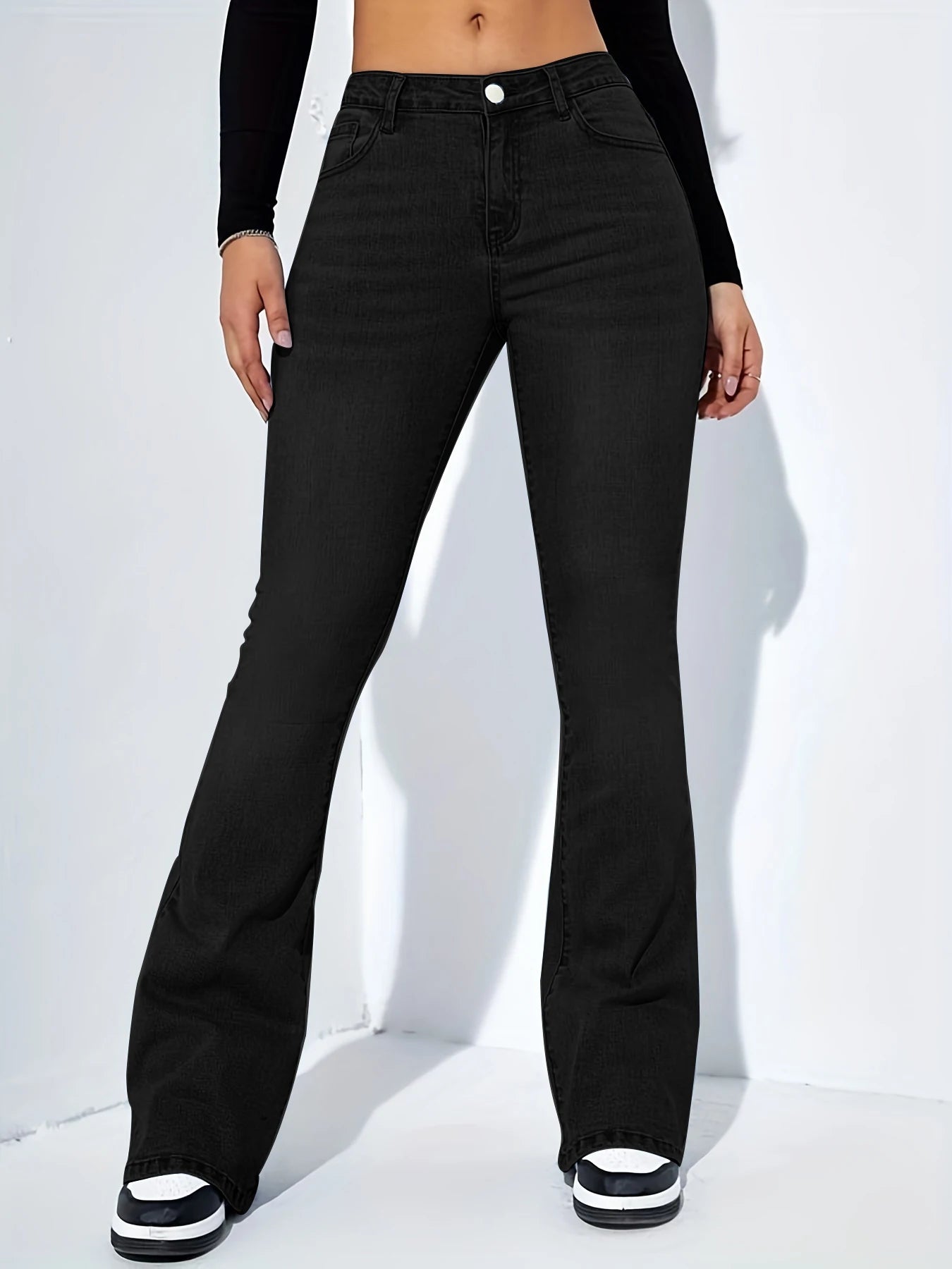 Women's jeans high waist stretch comfortable flared pants Denim pants.