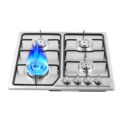Stainless Steel Natural Gas Stove 4 Burners  High Efficiency Stove Stable Anti-slip Homes or Restaurants  Automatic Protection.