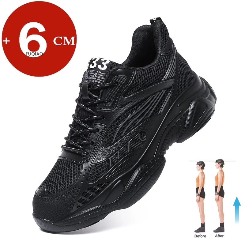 6CM Man Hidden Elevator Shoes Breathable Mesh Sneakers Anti-Slip Thick Sole Comfortable Casual Athletic Sports for Men Non-Slip