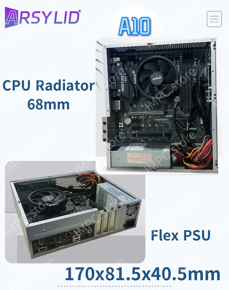 A10 7.3L M-ATX Chassis A4 HTPC Portable Computer PC Support PCIe 2.5' SSD Drive Mini Flex PSU Case.