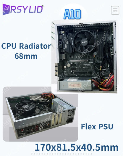 A10 7.3L M-ATX Chassis A4 HTPC Portable Computer PC Support PCIe 2.5' SSD Drive Mini Flex PSU Case.