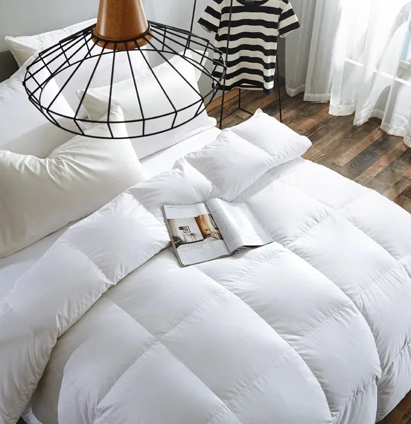 Winter Quilted Quilts Blanket 95% White Goose Down Soft Goose Down Warm Winter Duvet 거위털 이불 구스이불 거위Size King Twin Cover.