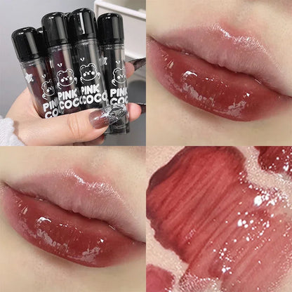 Dark Black Mirror Water Lip Gloss Moisturizing Juice Glass Tea Brown Red Lipsticks Lasting Non-stick Cup Korean Makeup Cosmetics