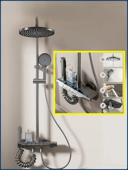 Four Ways Water Outlet Shower System Smart Digital Bathroom Shower Faucet Set Temperature Display Rainlfall Sunflower Shower Set