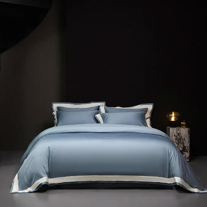 4Pcs Premium 1000TC Egyptian Cotton Solid Color Hotel Style Wide Edge Bedding Set Duvet Cover Bed Sheet/Fitted Sheet Pillowcases.