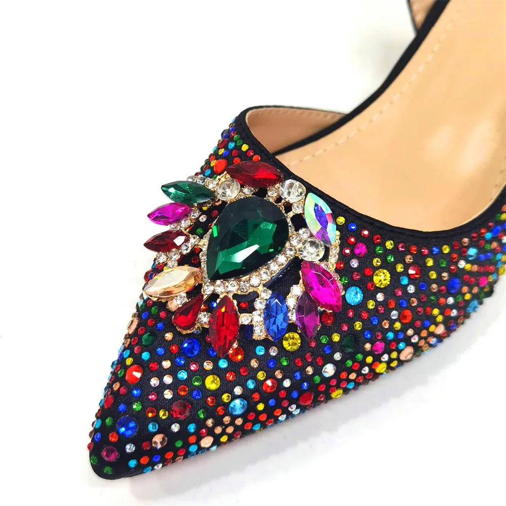 Sandals Woman Summer 2024 Hot Selling Design Pointed Toe Thin Heels Mature Ladies Shoes Matching Bag Set in Red Color