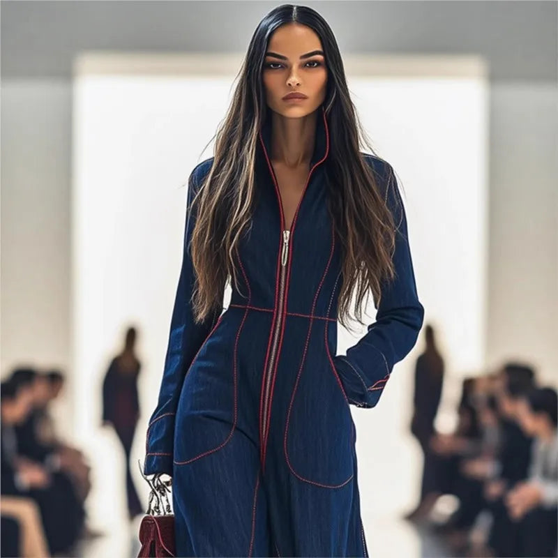 2025 Solid Color Women Jumpsuits For Autumn Winter Long Sleeve Loose Fashion Streetwear Overalls Wide Leg Pants Trousers.