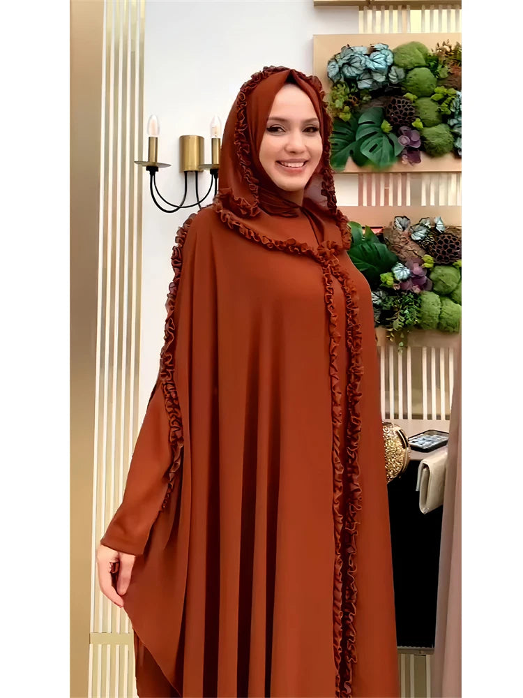 Ramadan Chiffon Muslim 2 Piece Khimar Abaya Set Islam Hijab Dress African Dresses For Women Kebaya Robe Femme Musulmane Kaftan.