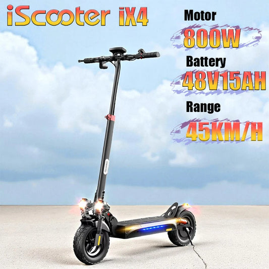 ISCOOTER IX4 Electric scooter 800W motor 48V15AH lithium battery, 10-inch off-road tires, adult foldable electric scooters.