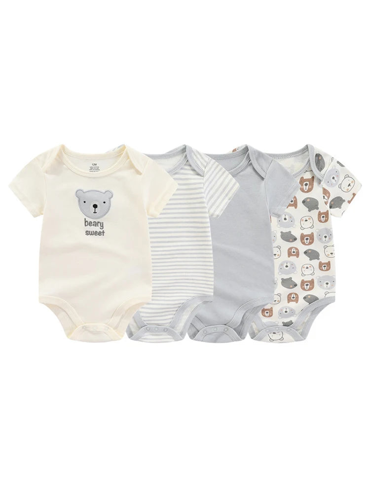 Kiddiezoom 4 stücke Mode Kurzarm Cartoon Baby Junge Mädchen Body 100% Baumwolle Neugeborenen Jungen Mädchen Onesies Kleidung.