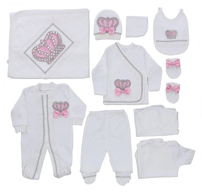 10-teiliges blaues 100 % Baumwollgewebe, gestrickt, Großhandel, individuell gestaltet, Neugeborene, neues Design, Winterkleidung, Kleidung, Luxus-Baby-Strampler-Set