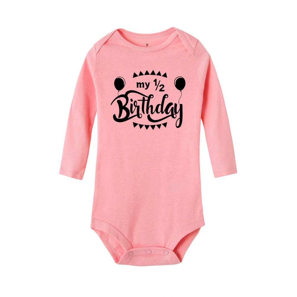 Baby Body Es Ist Mein Halb Geburtstag Briefe Drucken Weiß Kind 1/2 Geburtstag Party Outfit Kleidung Baby Infant Dusche Tragen geschenke.