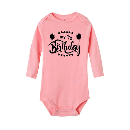 Baby Body Es Ist Mein Halb Geburtstag Briefe Drucken Weiß Kind 1/2 Geburtstag Party Outfit Kleidung Baby Infant Dusche Tragen geschenke.