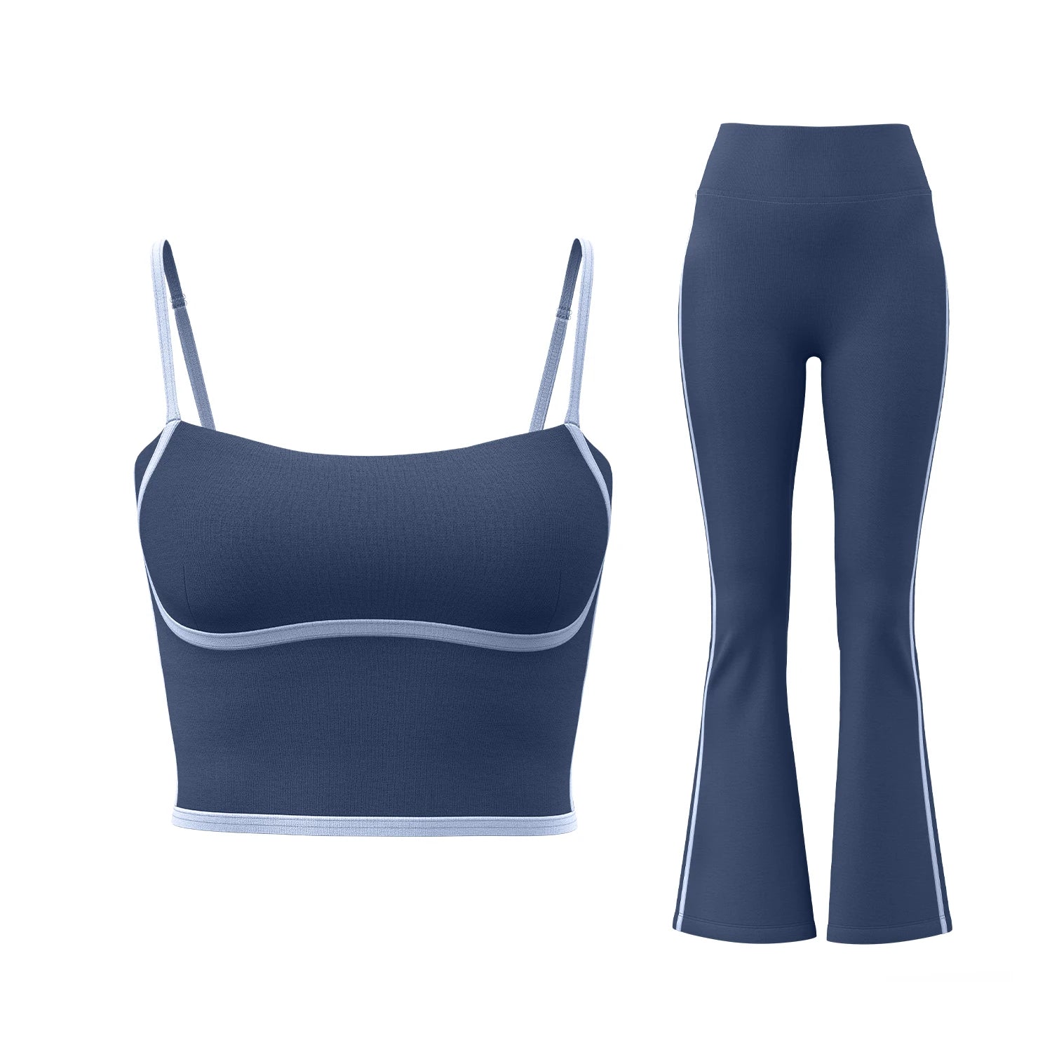 2025 New Striped Fashion Yoga Set Women Gym Clothes Sexy Sports Bra High Waist Yoga Flared Pants Running Hip Lift Fitness Pants.