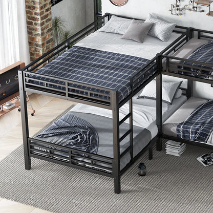 Eisenbett, Etagenbett, dreistufige Leiter, stabiles Gitter, Mehrbettkonfiguration, Betten in verschiedenen Größen, 90 x 200 cm und 140 x 200 cm