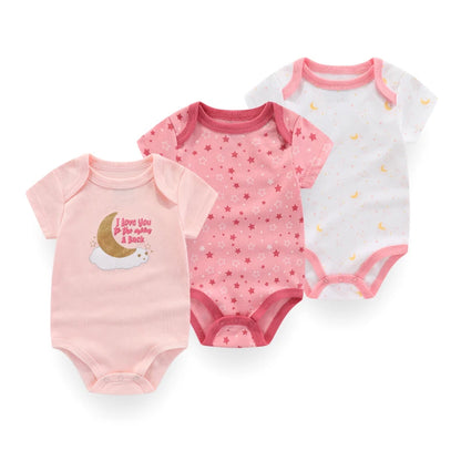 3PCS Mode Sommer Kurzarm Cartoon Baby Junge Mädchen Body Baumwolle Neugeborene Kleidung.