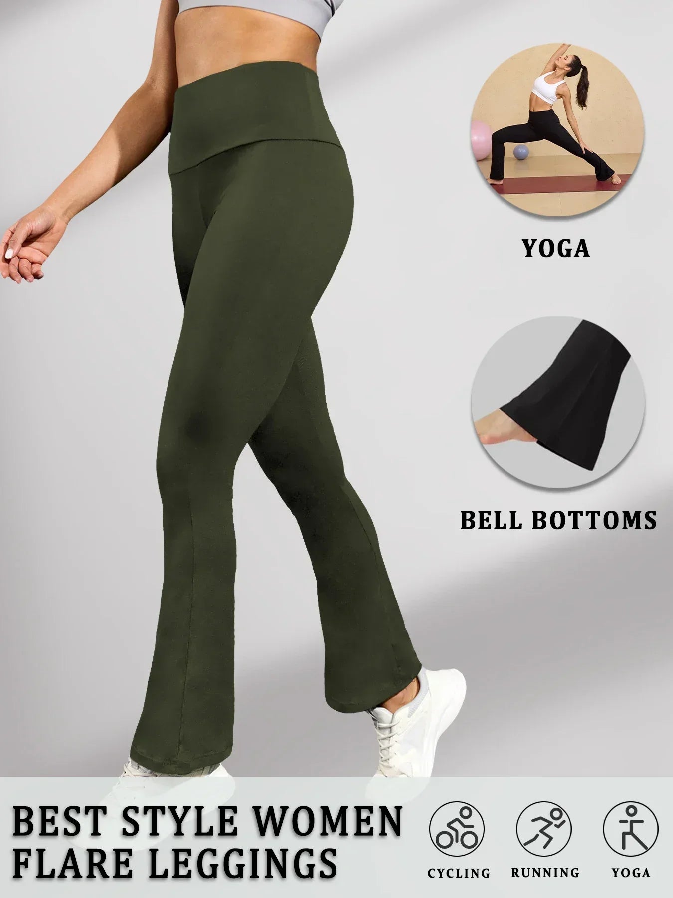 Women's Super Soft Flare Pants High Waisted Tummy Control Workout Yoga Leggings Bell Bottoms.