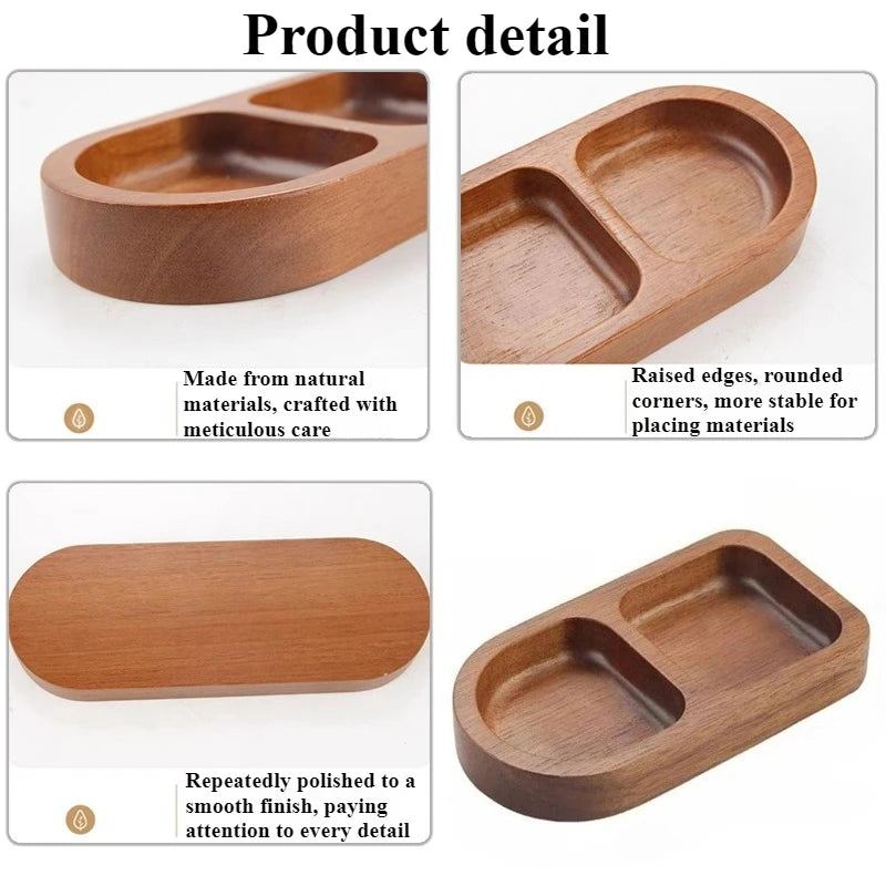Seasoning Wood Snack Plate with Compartments 2/3/4 Grids Fruit Snacks Food Storage Trays Sauce Plate Kitchen Accessories 일본 주방용품.
